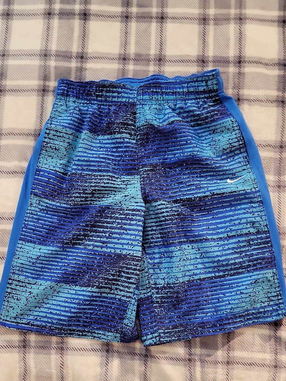 Nike Boys Blue Striped Swim Trunks